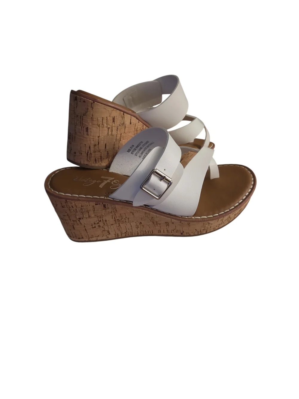 Women's White Cork Wedge Slide Sandals — Strappy Platform Comfort